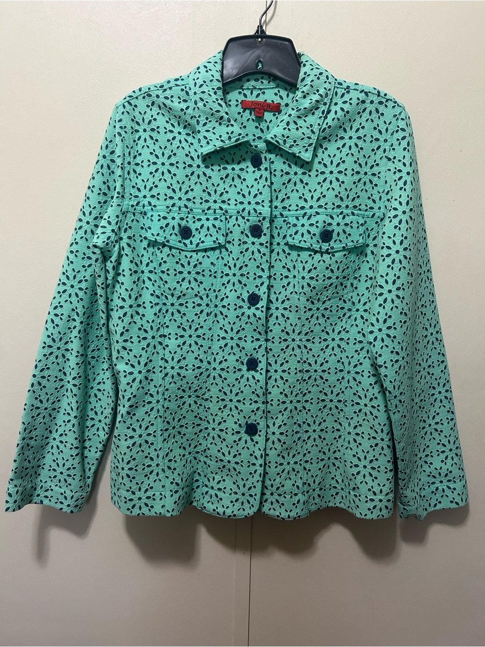 Joni B. Turquoise Eyelet Button-Up Jacket